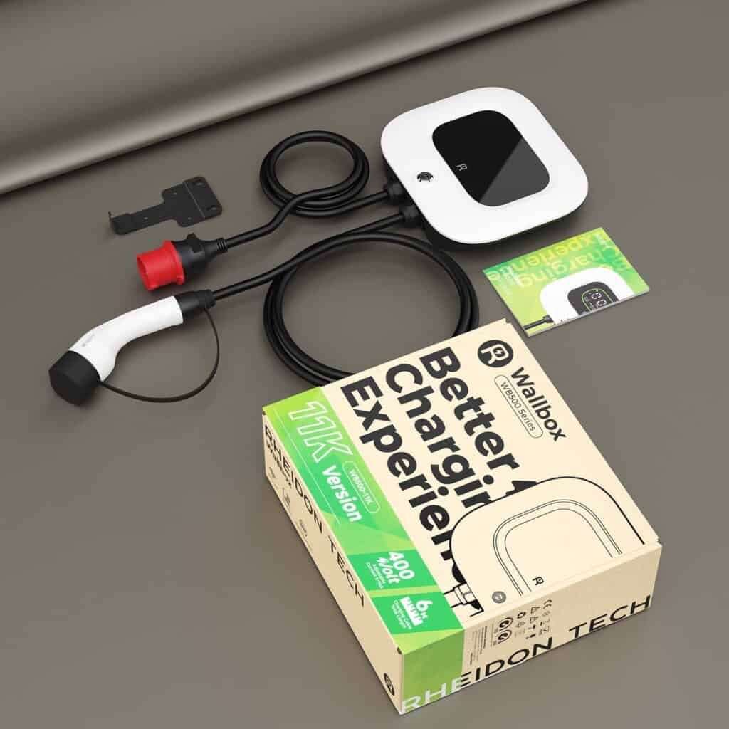 Rheidon Wallbox elektromos autó fali töltő | 11 kW – 3x16A | 6 m – Type 2 26 Rheidon Wallbox WB500-11K fali töltő csomag tartalma